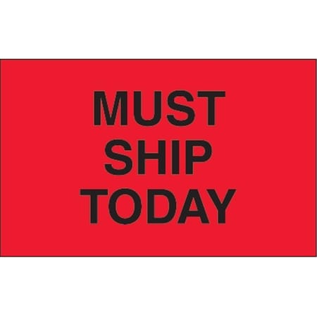 Bondad 1.25 x 2 in. - Must Ship Today Fluorescent Red Labels BO3348541